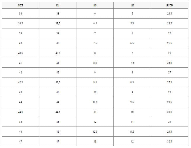 Tabla de tallas de calzado 2024 hombre